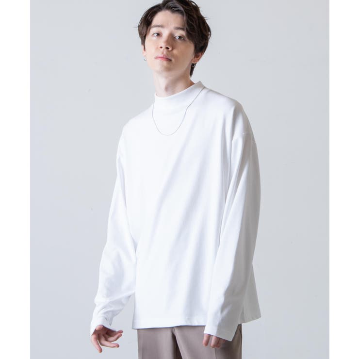 Tシャツ/カットソー(七分/長袖)モックネックロングカットソー　size2