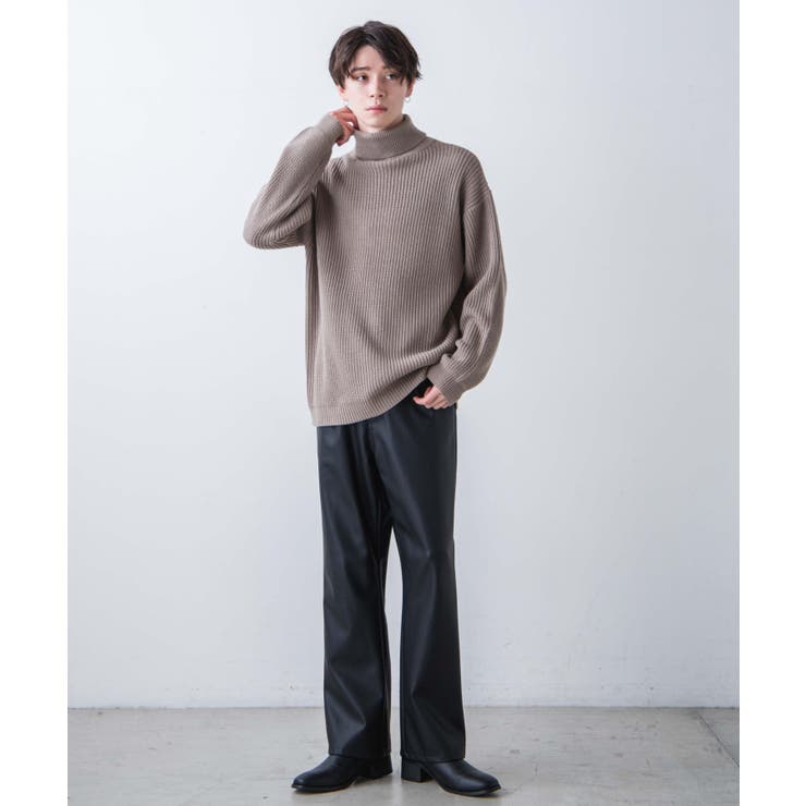 メンズ パワーショルダー ロンT 2色 ハイネック 韓国 cr6277 ドロップショルダータートルネックセーター 韓国 韓国