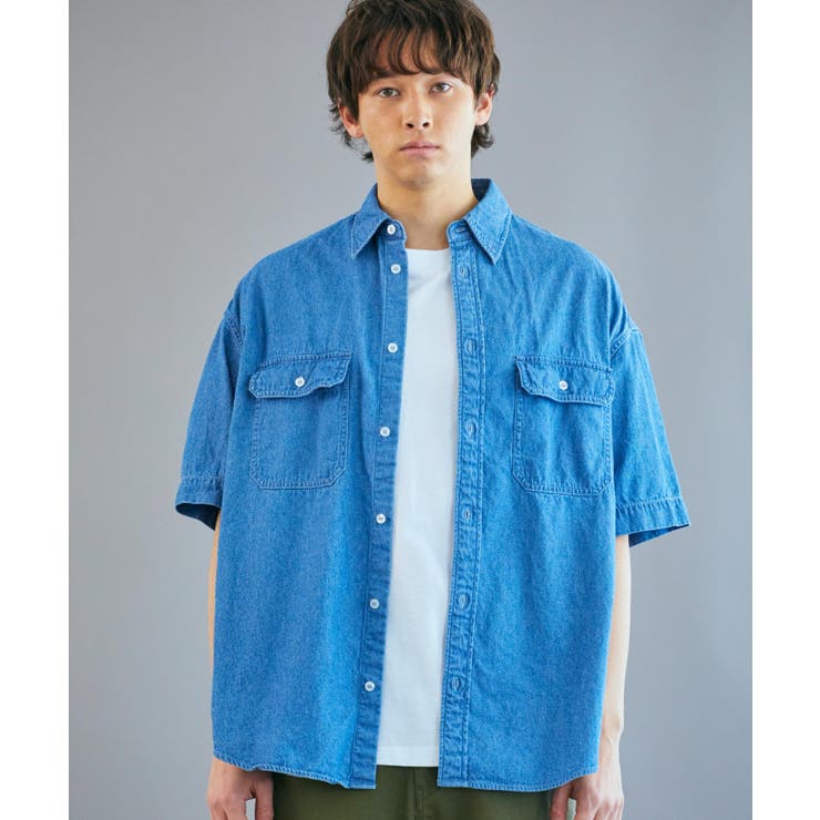 デニム淡色 | デニムBIGシャツ(半袖) 韓国 韓国ファッション ストリート系 | WEGO【MEN】
