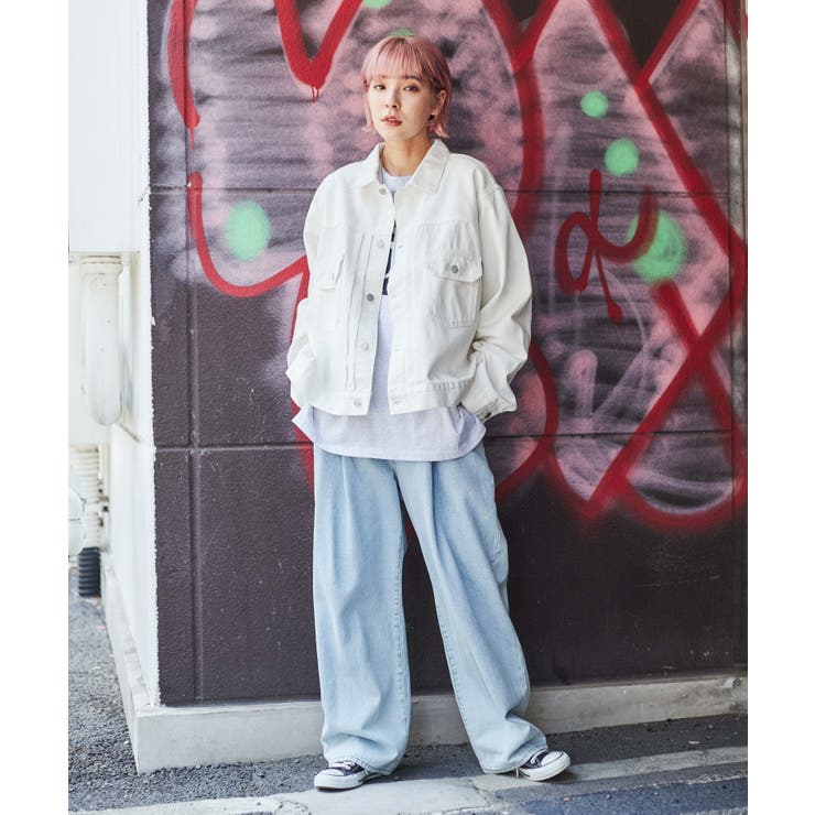 デニムタックワイドパンツ 韓国 韓国ファッション ストリート系[品番