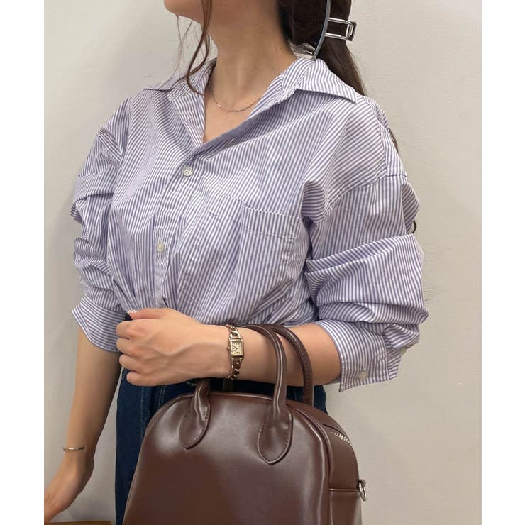 パープルストライプ | パッカリングブロートシャツ 韓国 韓国ファッション | WEGO【WOMEN】