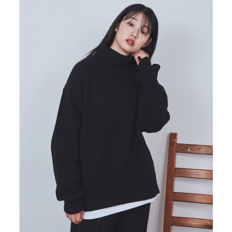 ブラック】タートルネックプルオーバーニット 韓国 韓国ファッション