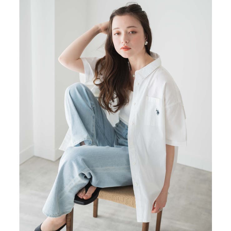 ホワイト | USPOLOハーフスリーブシャツ レディース 半袖シャツ | WEGO【WOMEN】