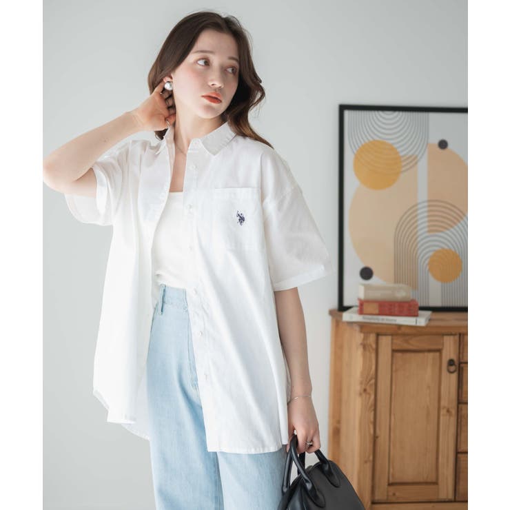 美品 2023AW ポリウールツイル ハーフスリーブ半袖シャツ