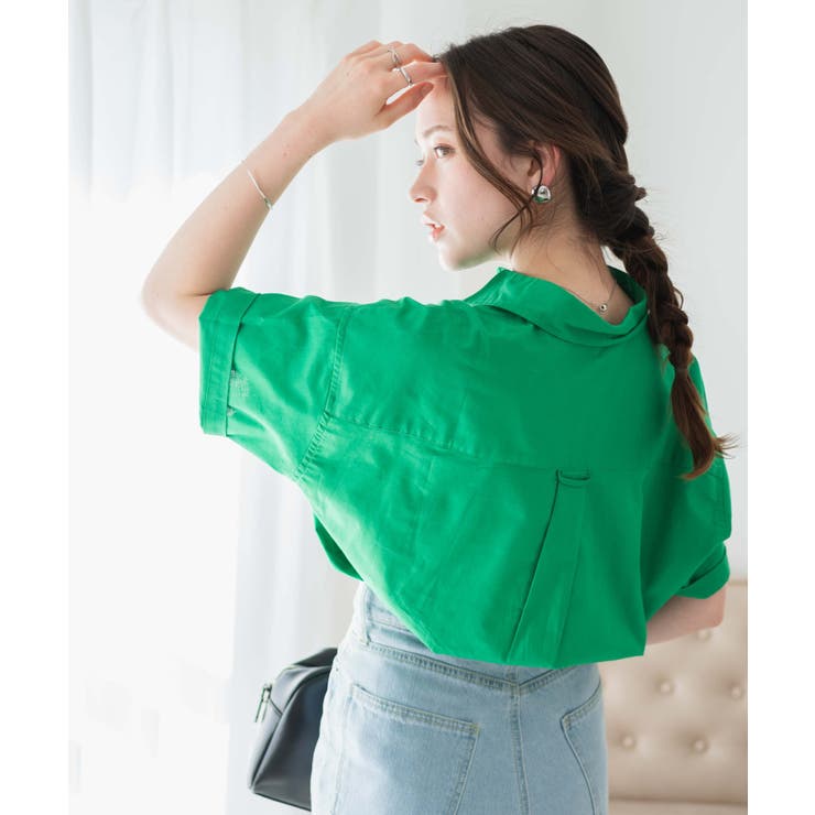 美品 2023AW ポリウールツイル ハーフスリーブ半袖シャツ