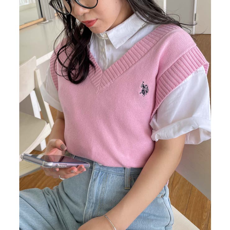 ピンク | USPOLOカラーワンポイントベスト ユニセックス レディース | WEGO【WOMEN】