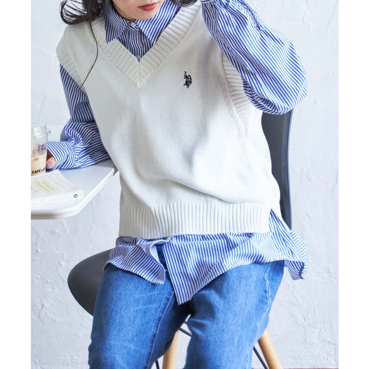 オフホワイト | USPOLOカラーワンポイントベスト ユニセックス レディース | WEGO【WOMEN】