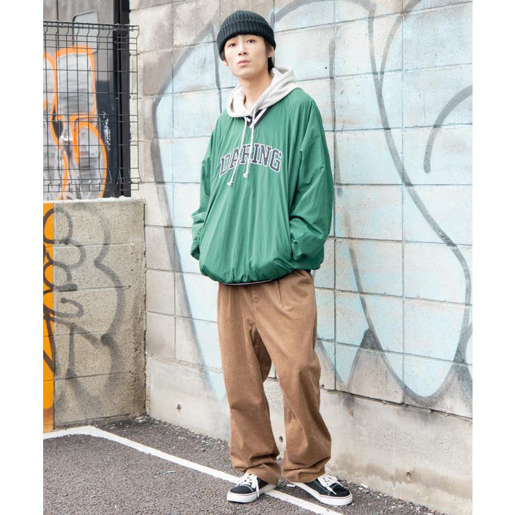 FR2GOLF ナイロンプルオーバー over size half zip nylon po / black | wee9s | ウィークス