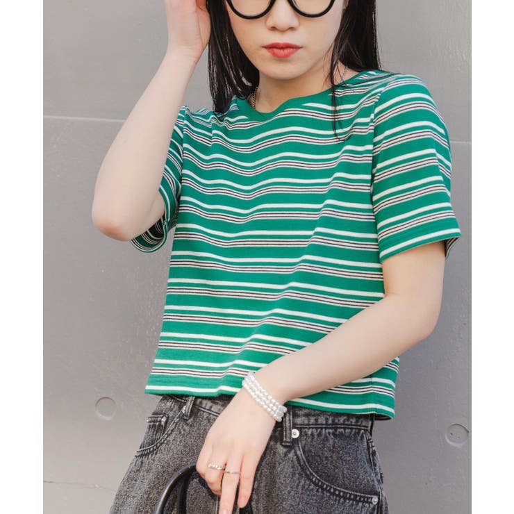 グリーンボーダー | リブショートTシャツ レディース 春 | WEGO【WOMEN】
