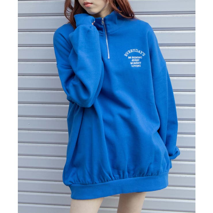 オーバーサイズハーフジップスウェット[品番：WG010083592]｜WEGO【WOMEN】（ウィゴー）のレディースファッション通販｜SHOPLIST（ショップリスト）