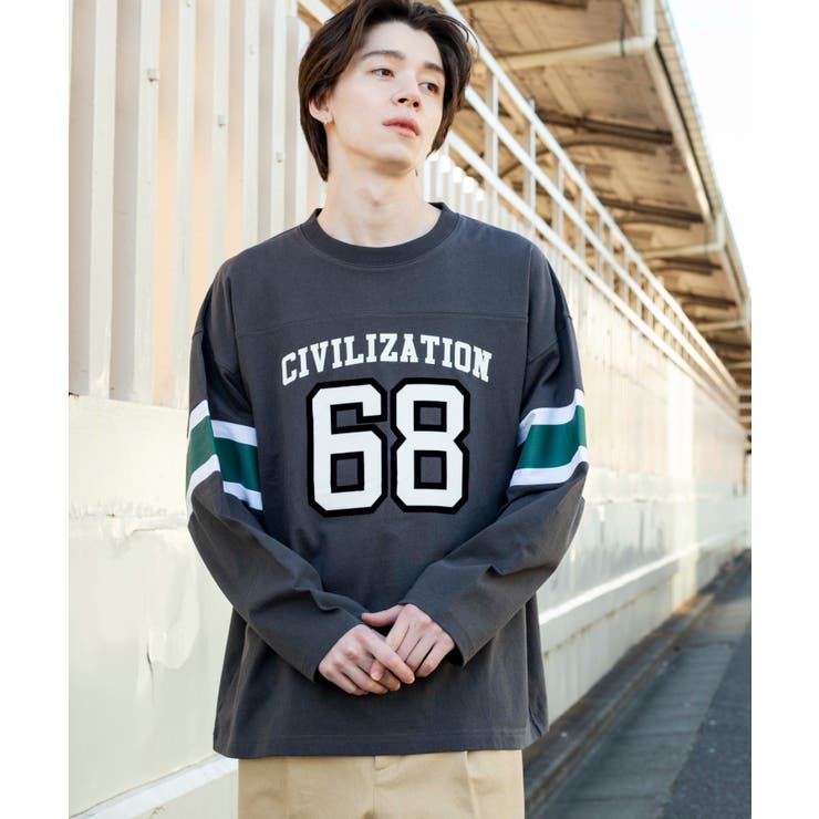 ヘビーウエイト フットボールBIGロンT 韓国 韓国ファッション