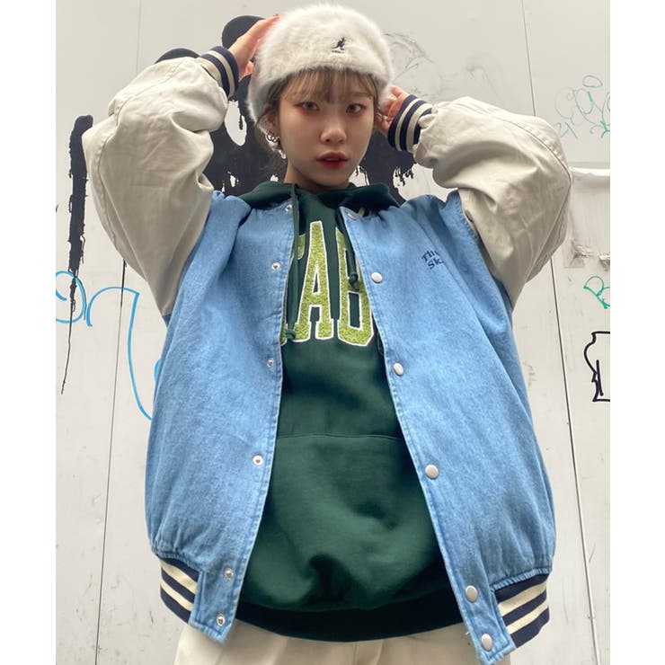 デニム淡加工色 | ワンポイント刺繍スタジャン ユニセックス レディース | WEGO【MEN】