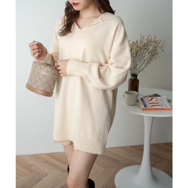 セーラーカラーニットワンピース 秋 冬[品番：WG010085639