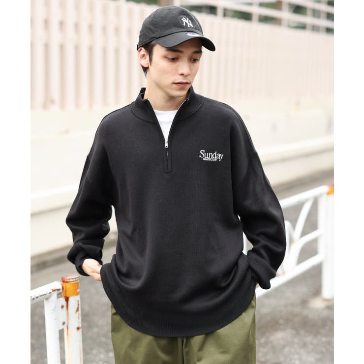 スウェットライクハーフZIPワンポイントプルオーバー 秋 秋冬[品番
