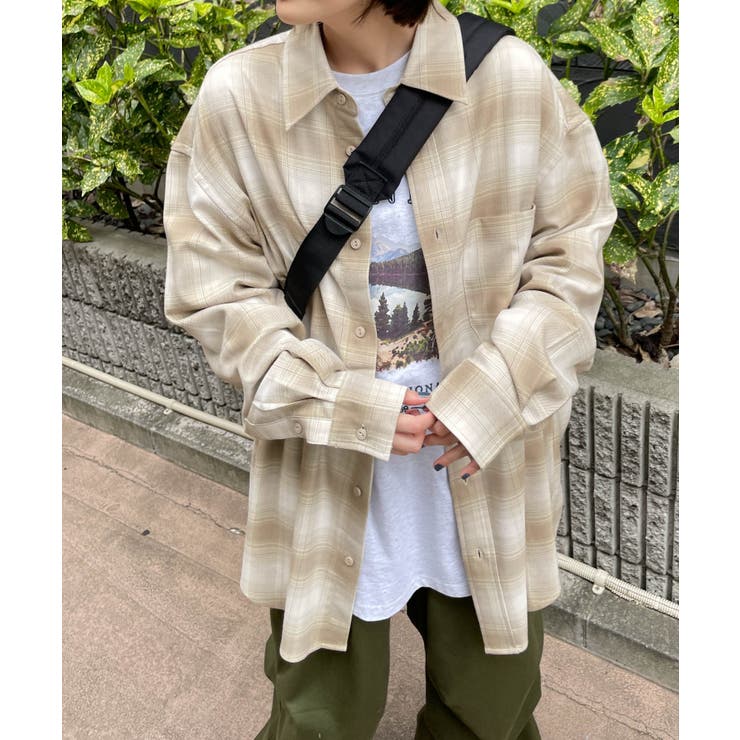 ANACHRONORM　オンブレチェックシャツカーディガン02 ANACHRONORM Ombre Plaid Shirt-Cardigan [IVORY×NAVY] - Fresh