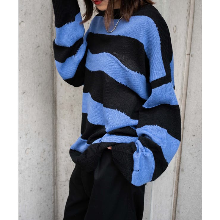 ダメージルーズボーダーニット 地雷系 韓国 | WEGO【WOMEN】 | 詳細画像5 