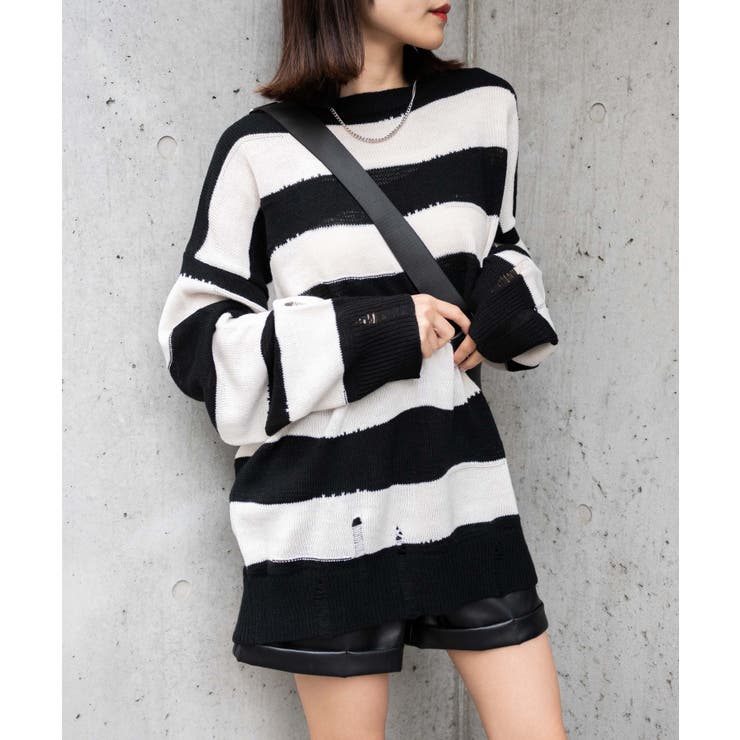 ダメージルーズボーダーニット 地雷系 韓国 | WEGO【WOMEN】 | 詳細画像14 