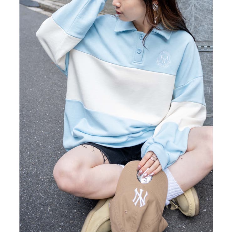 襟付配色BIGスウェット 韓国 韓国ファッション | WEGO【WOMEN】 | 詳細画像4 