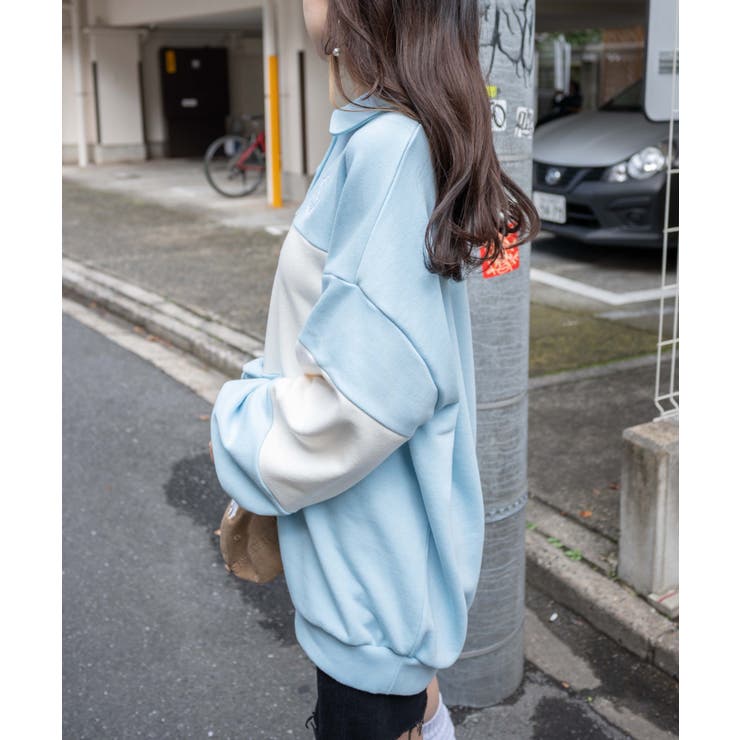 襟付配色BIGスウェット 韓国 韓国ファッション | WEGO【WOMEN】 | 詳細画像5 