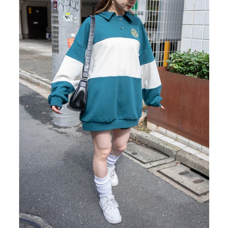 襟付配色BIGスウェット 韓国 韓国ファッション | WEGO【WOMEN】 | 詳細画像10 