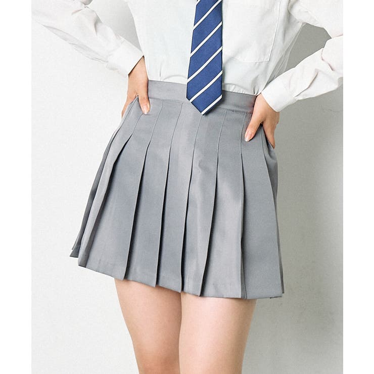 グレー | ポケット付き無地プリーツスカート 制服 学校 | WEGO【WOMEN】