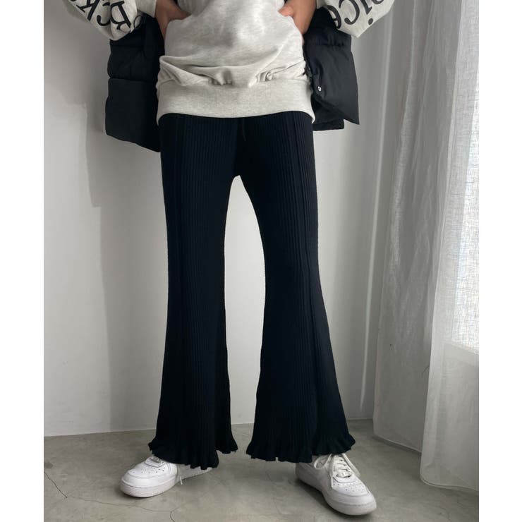 ブラック | フリルニットパンツレディース 韓国 韓国ファッション | WEGO【WOMEN】