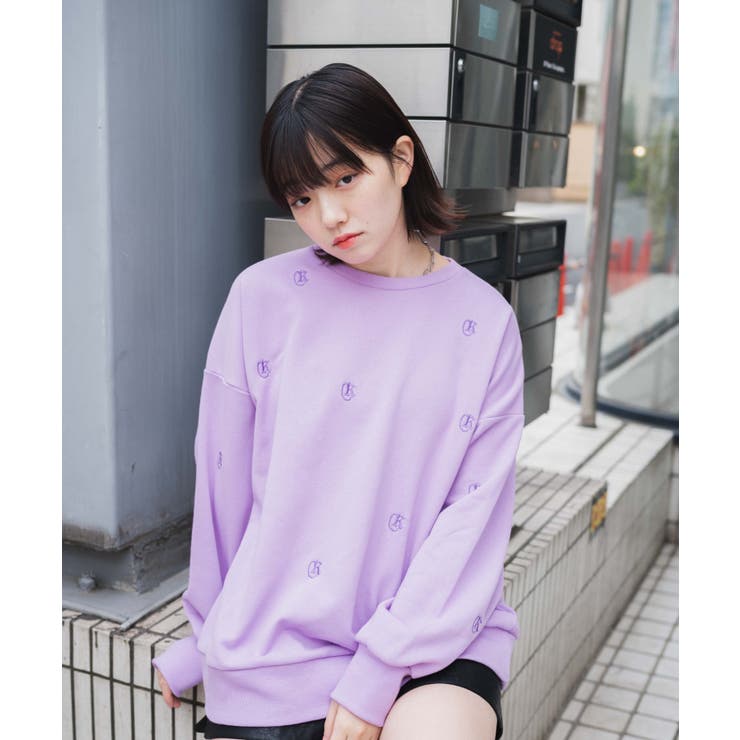 総柄刺繍スウェット 韓国 韓国ファッション[品番：WG010086923