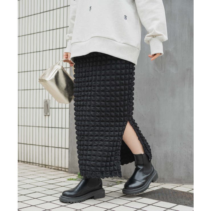 ポップコーンスリットスカート 韓国 韓国ファッション[品番