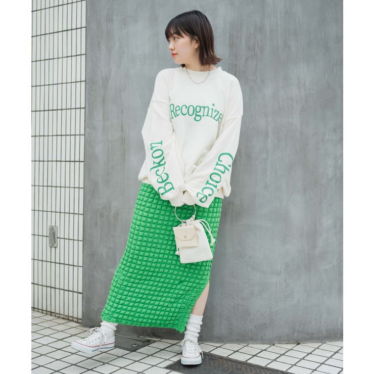 ポップコーンスリットスカート 韓国 韓国ファッション[品番
