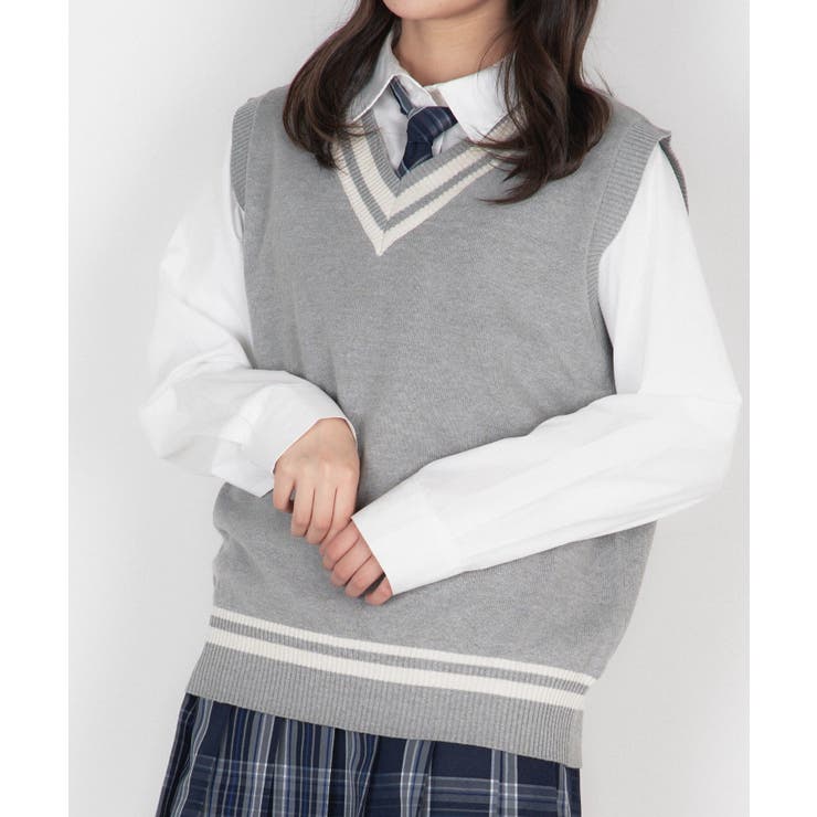 JOHN PEARSE comfort navy】ニットベスト/グレー/ウォッシャブル