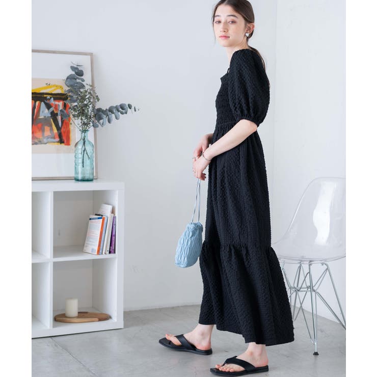 シャーリングロングワンピース レディース 春[品番：WG010087585  