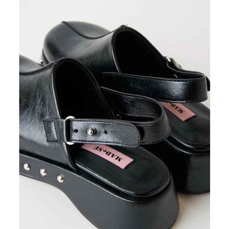 COACH ロゴデザイン サボサンダル　ブラウン　太ヒール　スタッズ付き COACH ロゴデザイン サボサンダル ブラウン 太ヒール スタッズ