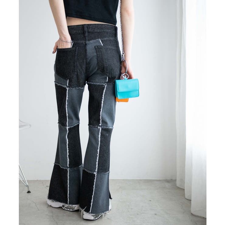 パッチワークローライズフレアデニムパンツ レディース 春 | WEGO【WOMEN】 | 詳細画像13 
