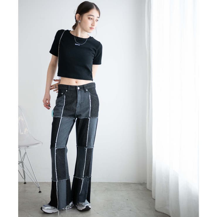 パッチワークローライズフレアデニムパンツ レディース 春 | WEGO【WOMEN】 | 詳細画像14 