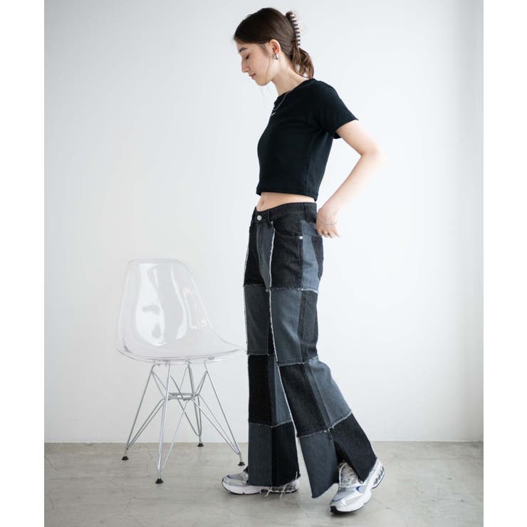 パッチワークローライズフレアデニムパンツ レディース 春 | WEGO【WOMEN】 | 詳細画像15 