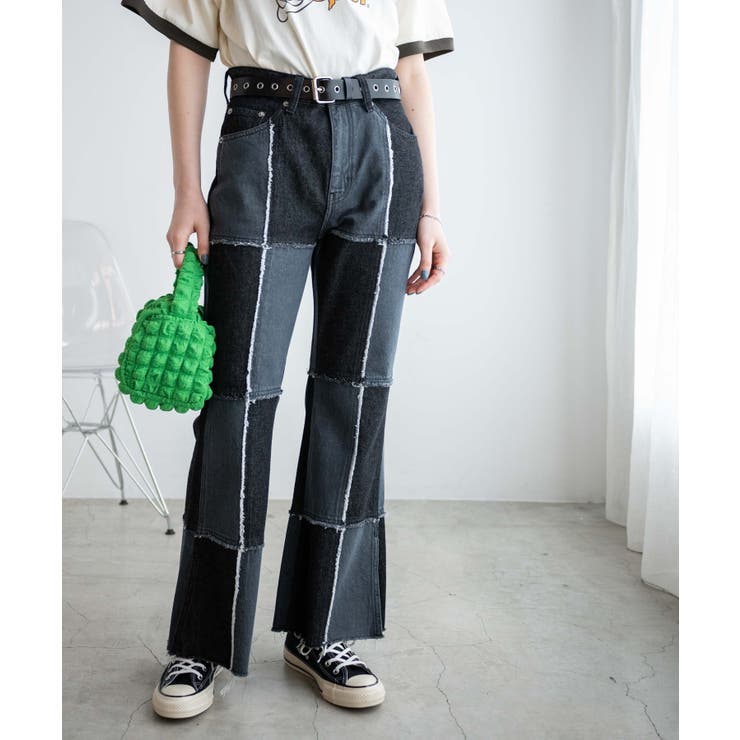 パッチワークローライズフレアデニムパンツ レディース 春 | WEGO【WOMEN】 | 詳細画像16 