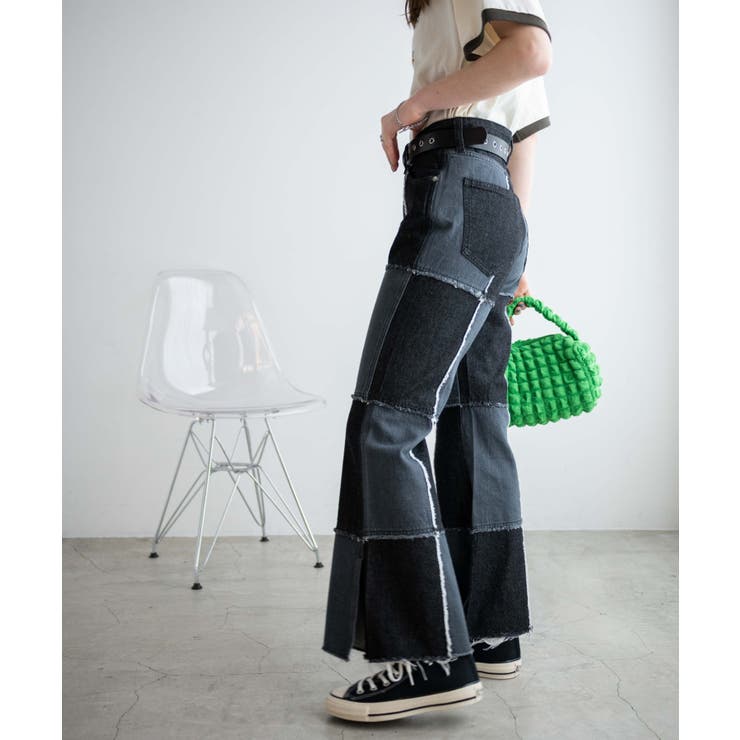 パッチワークローライズフレアデニムパンツ レディース 春 | WEGO【WOMEN】 | 詳細画像18 