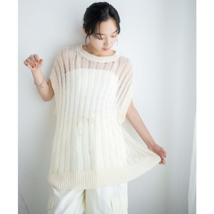 ルーズメッシュニットベスト | WEGO【WOMEN】 | 詳細画像1 