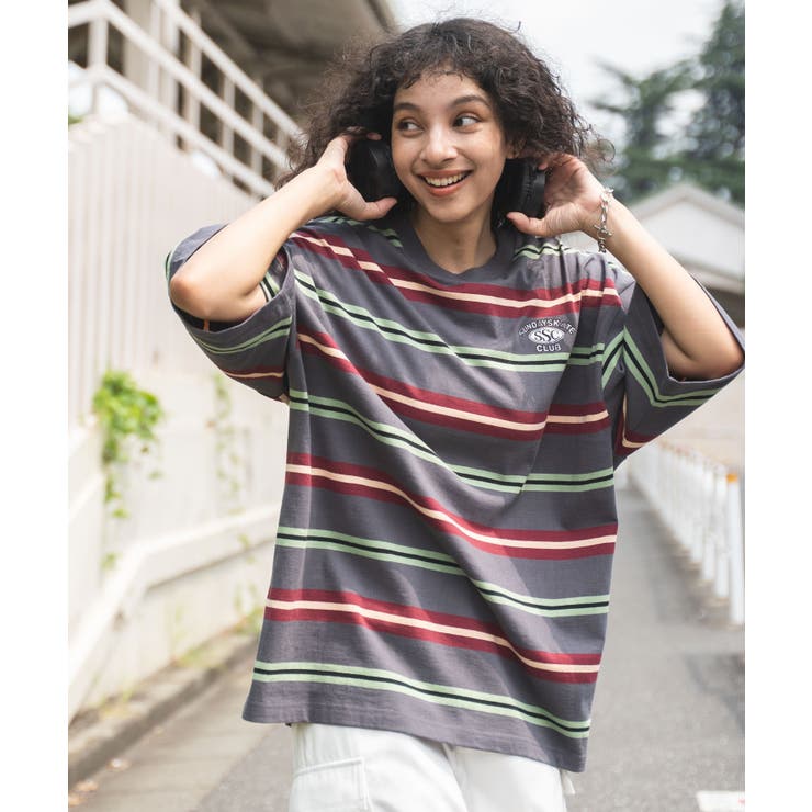 A.P.C. メンズ　マルチボーダー　Mサイズ　Tシャツ　ワンポイント tシャツ マルチボーダー ワンポイント刺繍 Tシャツ / Multi