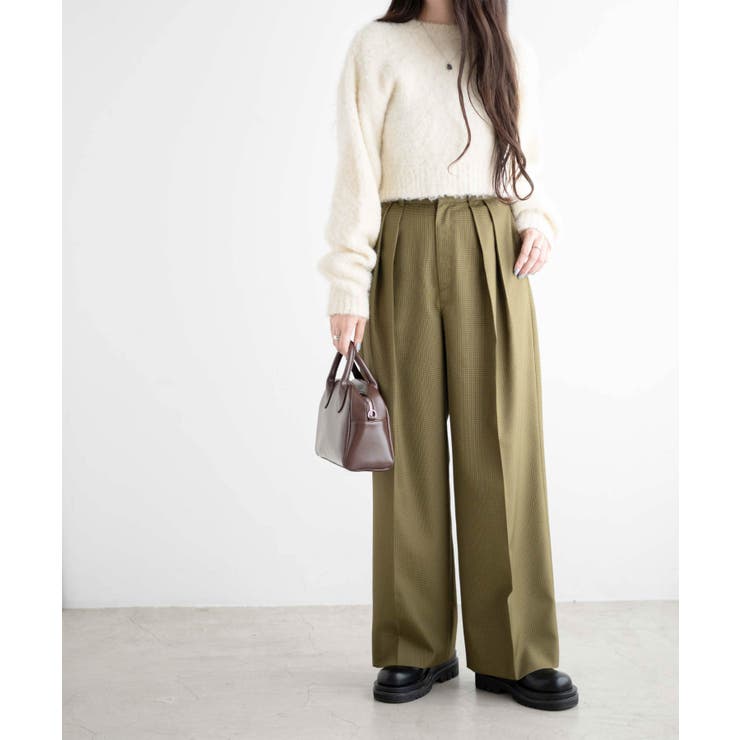 ハイウエストタックワイドスラックパンツ レディース 秋[品番