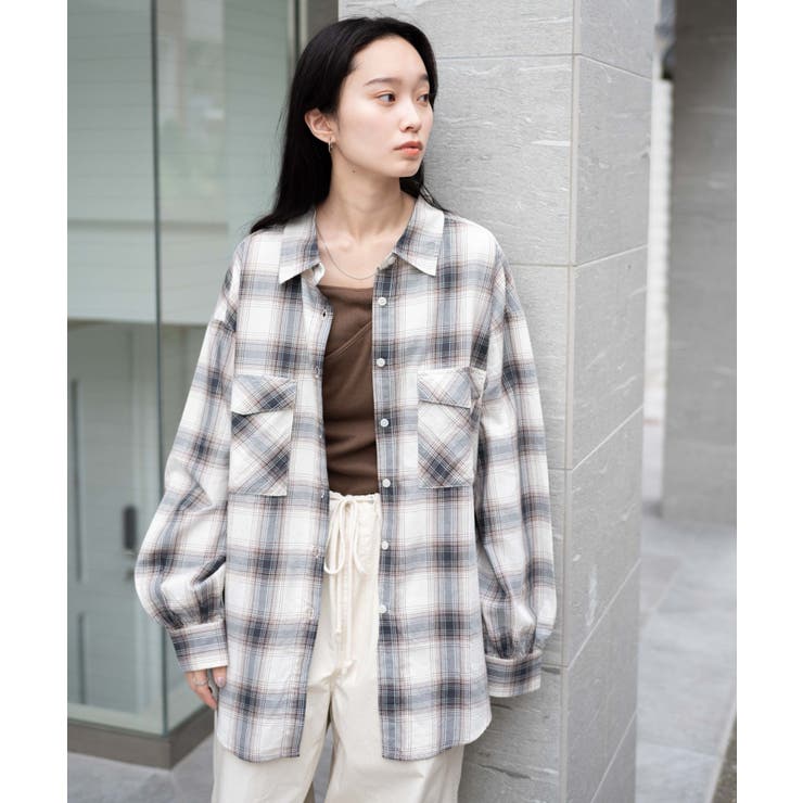 ブラウンチェック1 | チェックBIGシャツ レディース 秋 | WEGO【WOMEN】
