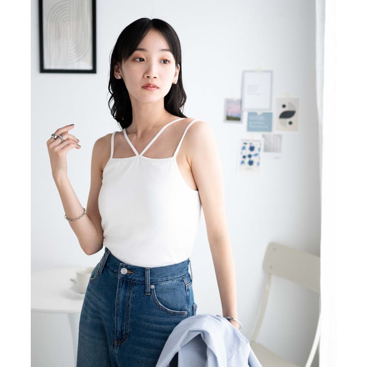 GWセール！5/9迄INVEL インヴェル キャミソール　カップ付き　XLサイズ ホルターネックカップインキャミソール レディース 秋[品番