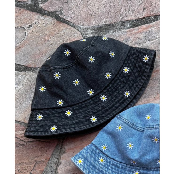フラワー刺繍デニムバケットハットレディース 韓国 韓国ファッション