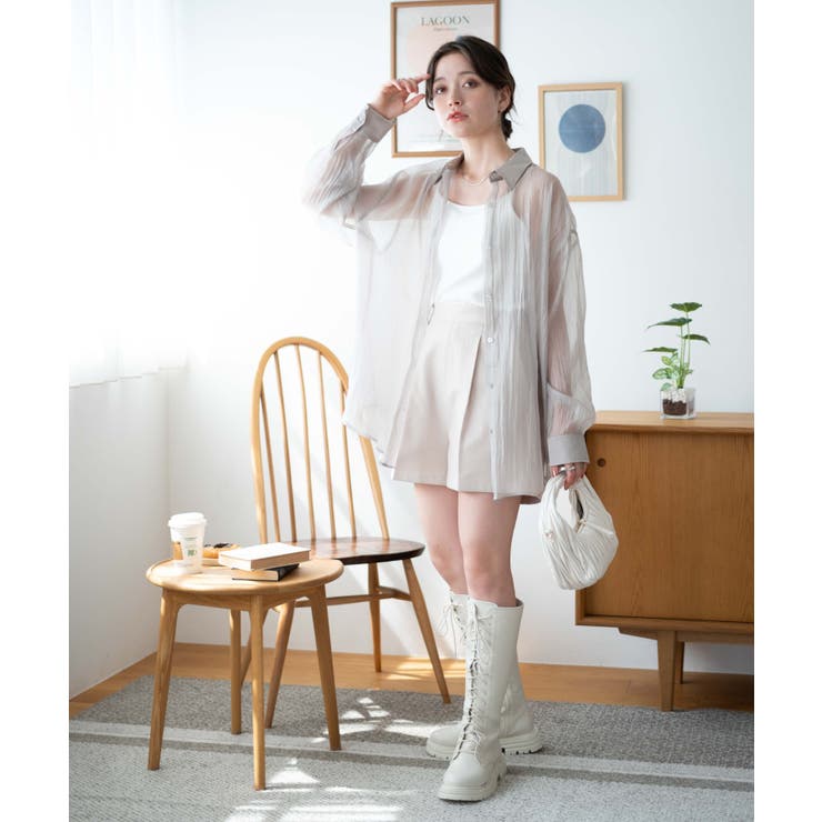 シアーシャツ グロッシーシアーシャツ 長袖[品番：WG010088636