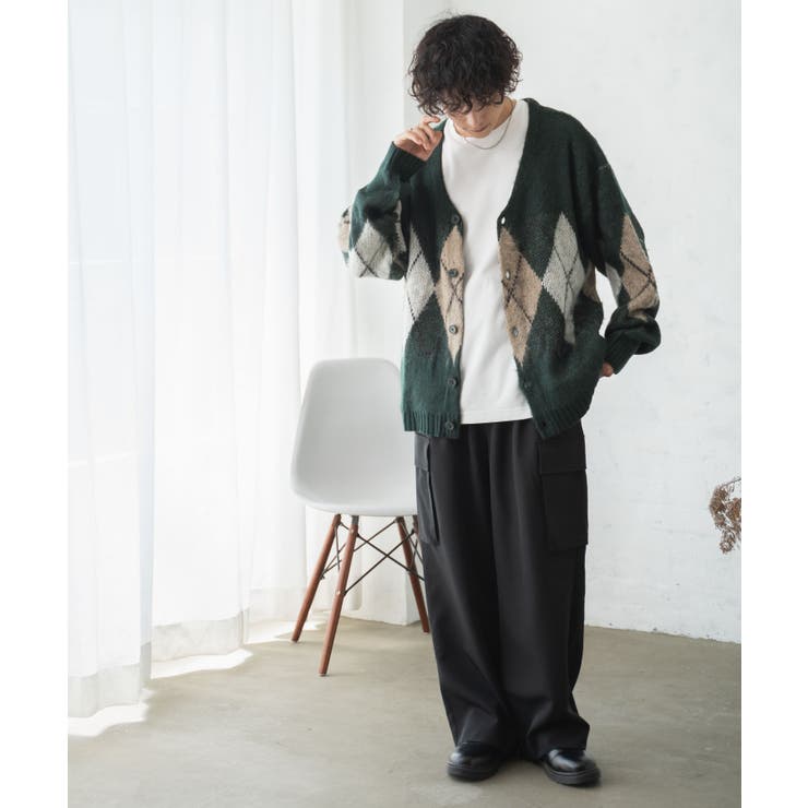 モヘアライク総柄BIGカーディガン メンズ レディース[品番