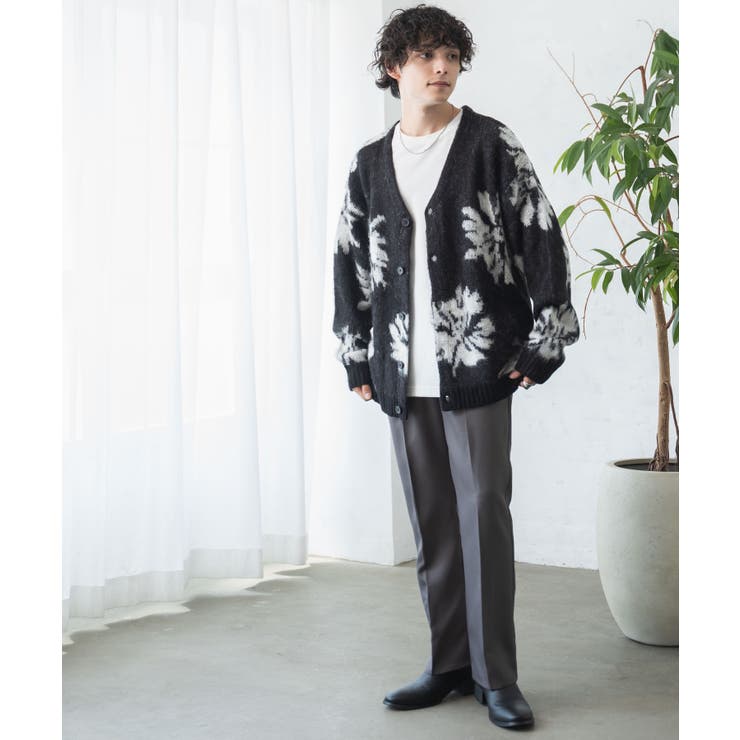 モヘアライク総柄BIGカーディガン メンズ レディース[品番