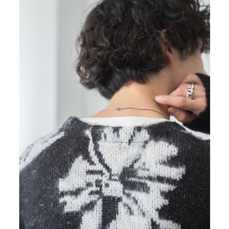 モヘアライク総柄BIGカーディガン メンズ レディース[品番