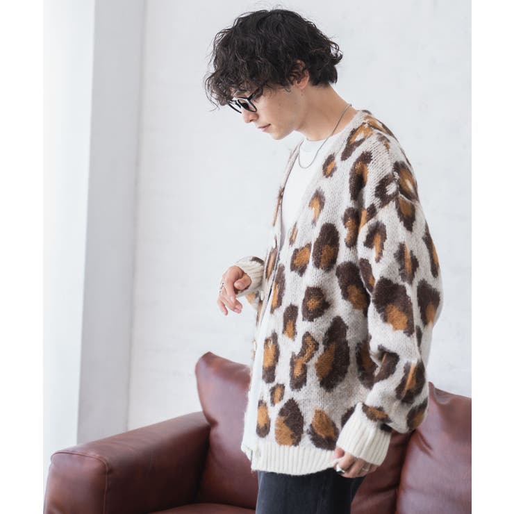 モヘアライク総柄BIGカーディガン メンズ レディース[品番