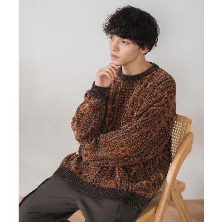 ベロアモール総柄プルオーバー[品番：WG010088980]｜WEGO【MEN