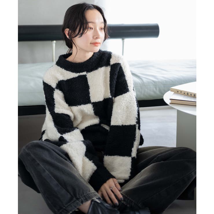 幾何学柄ニットプルオーバー[品番：WG010089055]｜WEGO【WOMEN